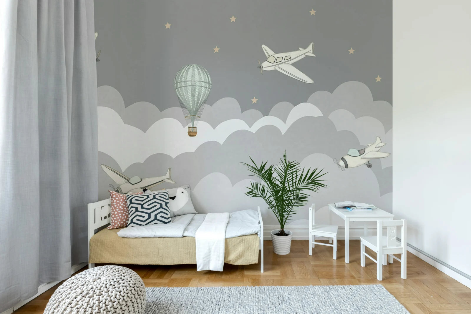 Fly Away, Gray Wallcoverings