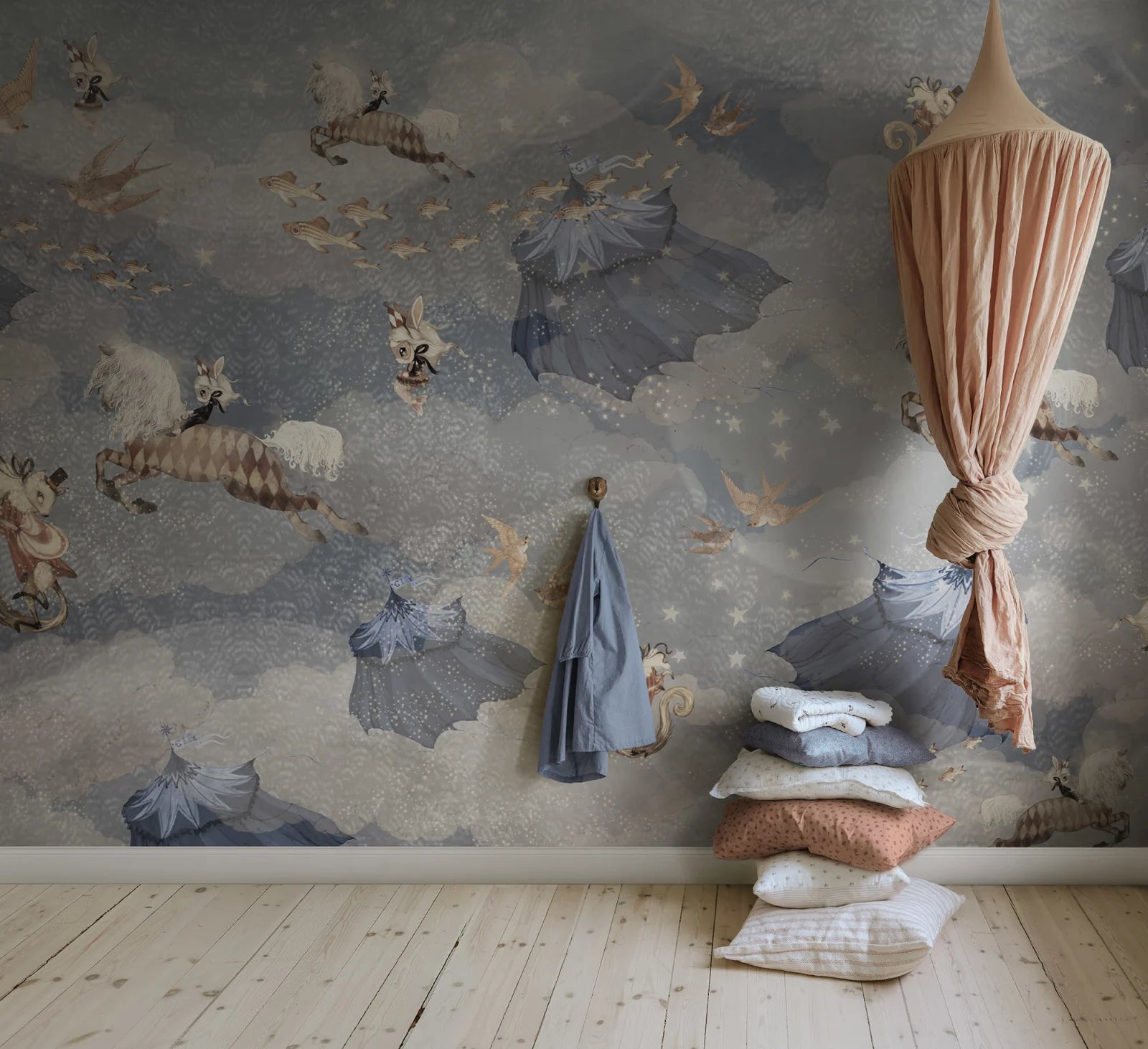 Flying Circus, Sky Blue Wallcoverings